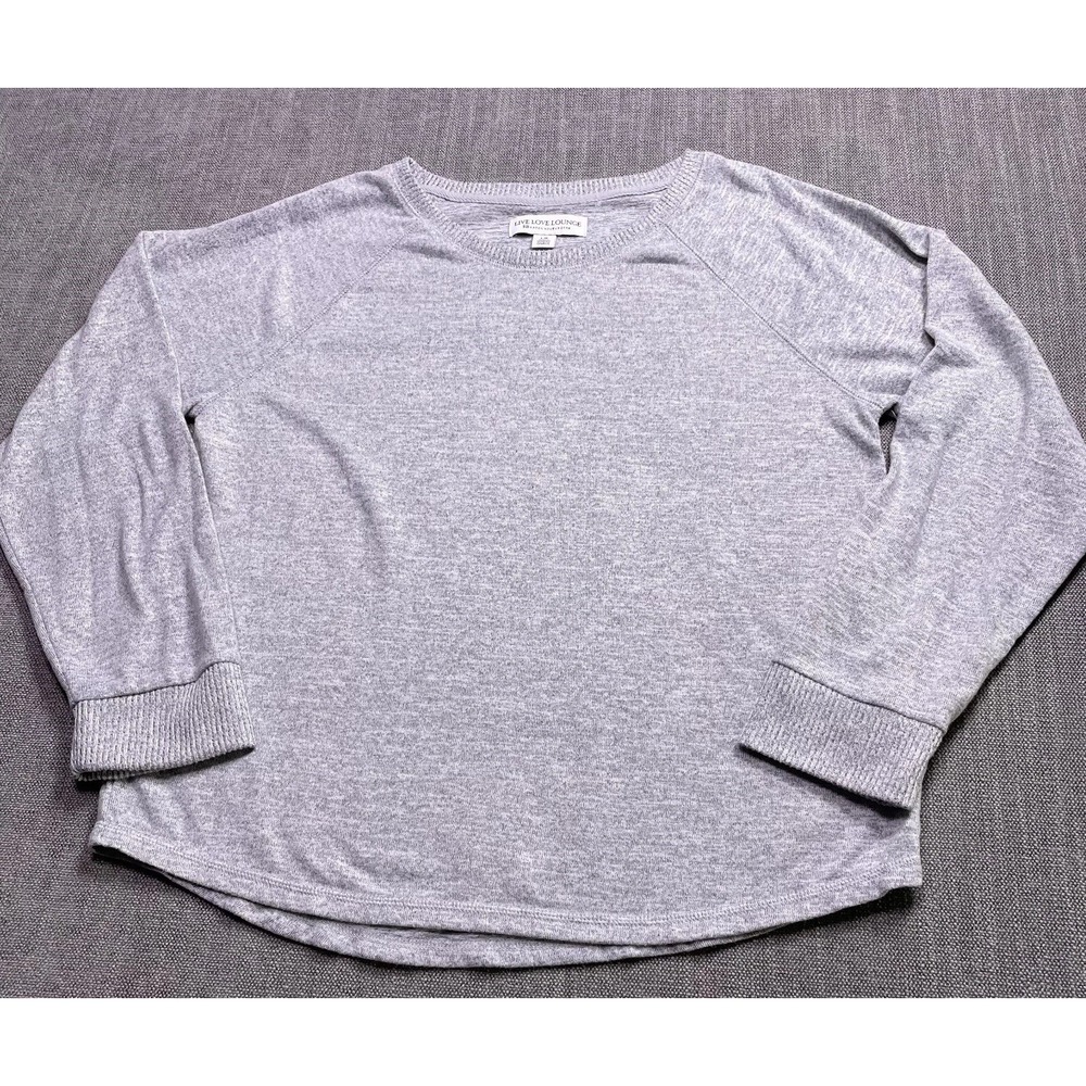 Karen Neuburger Live Love Lounge Sweater Womens Large Heather Gray Raglan Sleeve